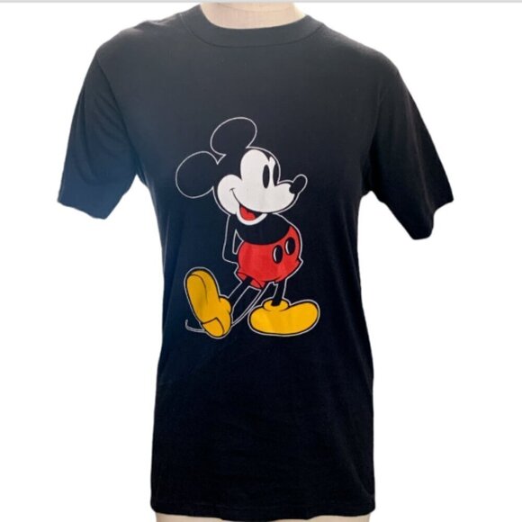 Vintage 80s Disney Character Fashions USA Mickey Mouse Tee Sz M Black #27D - Picture 2 of 7